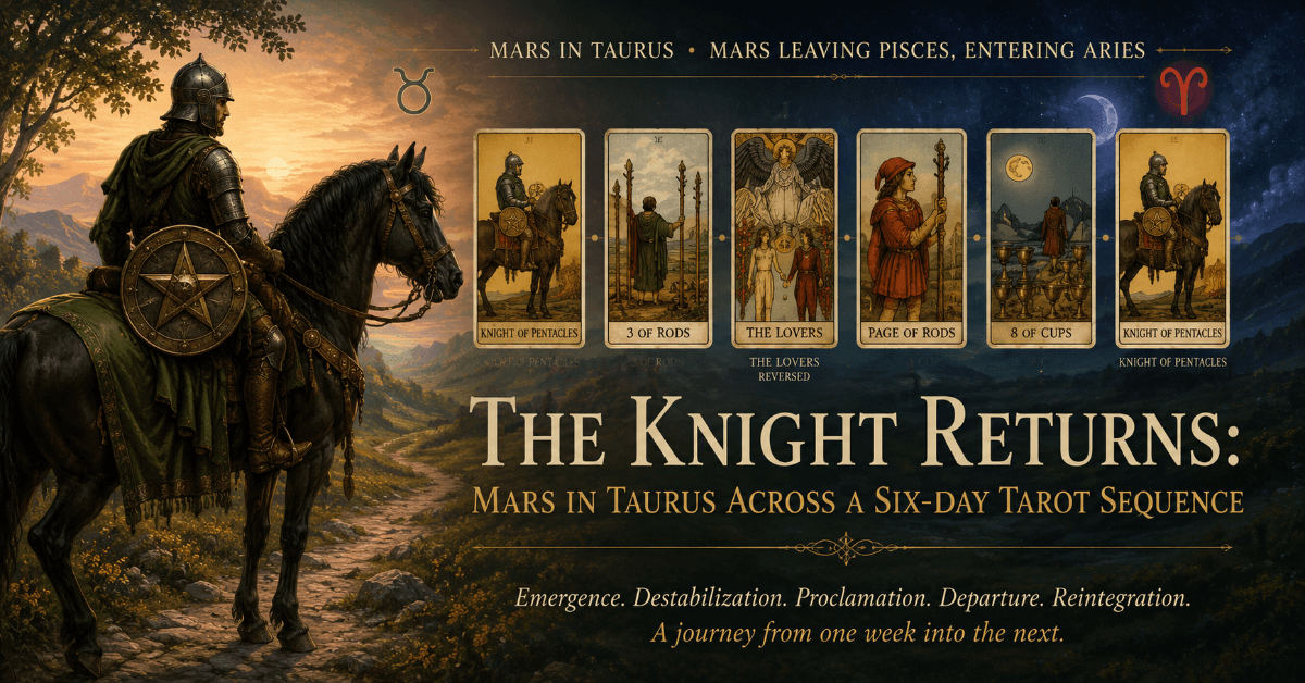 The Knight Returns: Mars in Taurus Across a Six-Day Tarot Sequence
